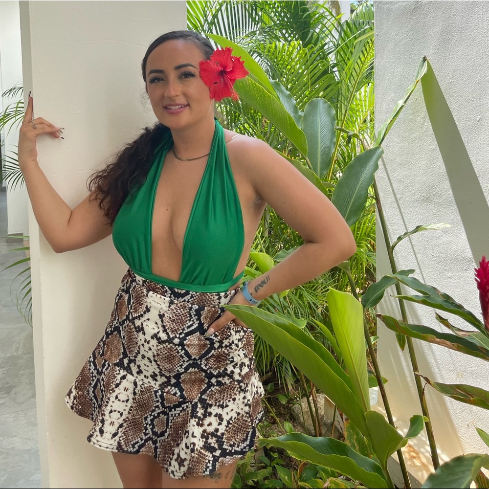 Snake skin fit and flare skirt
